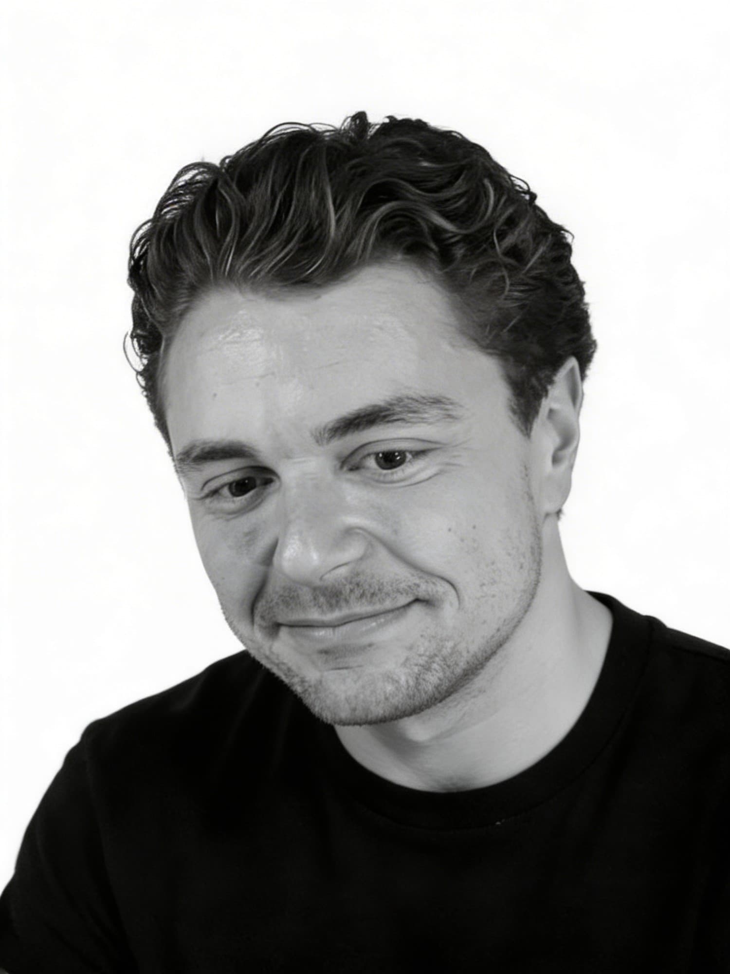Black-and-white portrait of Florian Raschle